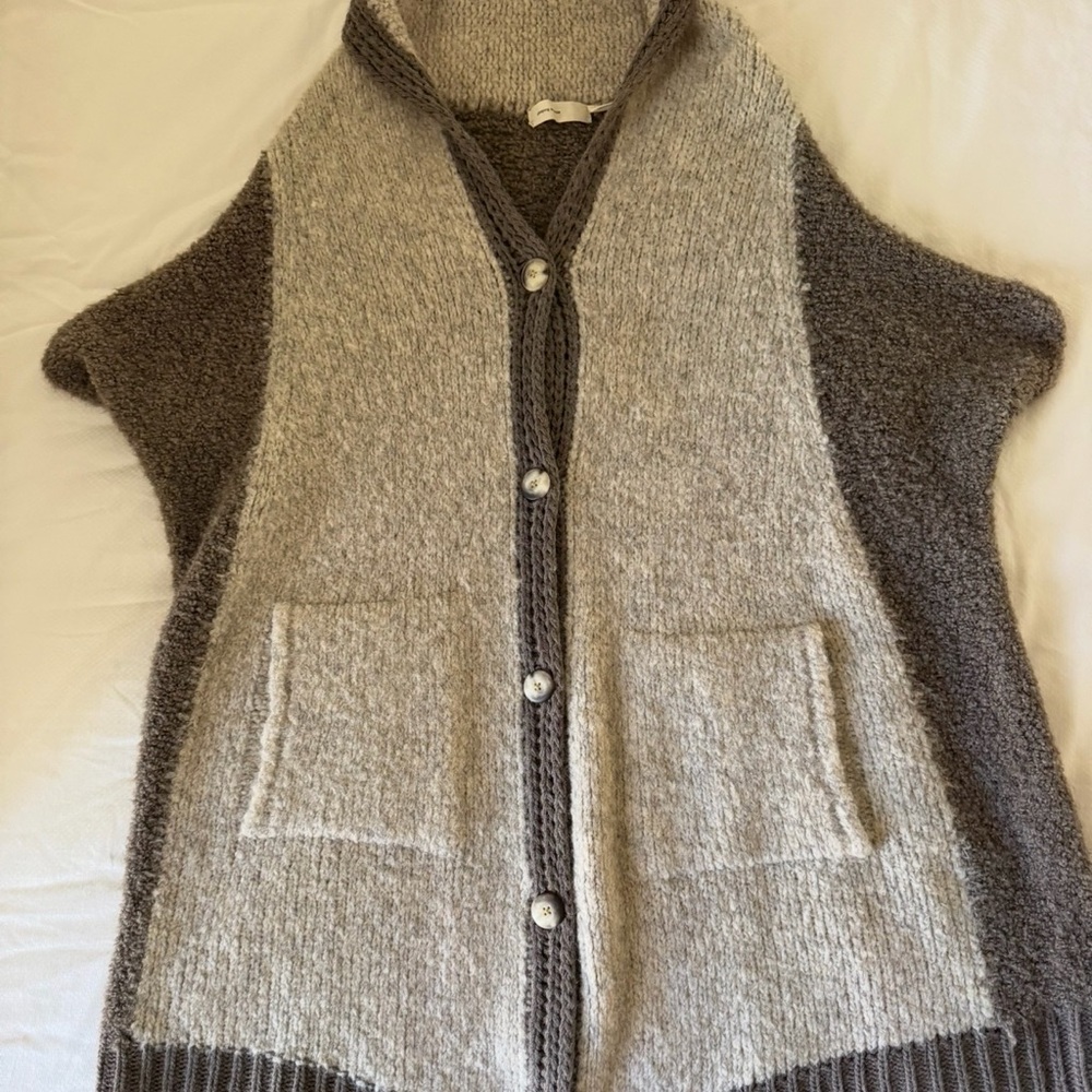 Anthropologie Sleeping On Snow Gray and Oatmeal Cardigan Vest